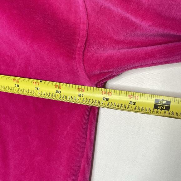 Vintage 90s Velour Polo Sweater Women M Hot Pink Y2K Preppy Retro Soft Cozy - Picture 8 of 9